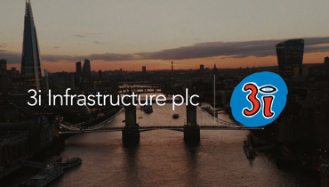London cityscape at dusk with 3i Infrastructure plc branding overlaid