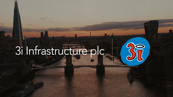 London cityscape at dusk with 3i Infrastructure plc branding overlaid